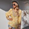 Women Clothing Autumn Lace Romantic Holiday Printed Top For Women in Tops & Tees