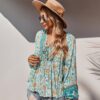 Women Clothing Autumn Lace Romantic Holiday Printed Top For Women in Tops & Tees
