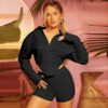 2021  Summer Lapels Solid Color Long Sleeve Open Lining in Tops & Tees
