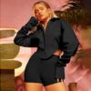 2021  Summer Lapels Solid Color Long Sleeve Open Lining in Tops & Tees
