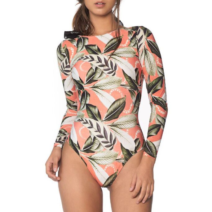 One-Piece Swimsuit Women Sexy Backless Diving Suit Leaf Printed Swimsuit