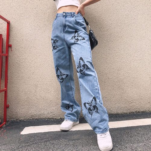 Fashion Street Fashion Ins Style Loose Straight Jeans Trousers for Women