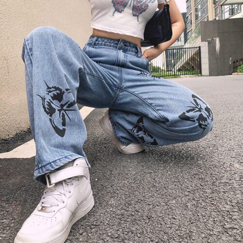 Fashion Street Fashion Ins Style Loose Straight Jeans Trousers for Women