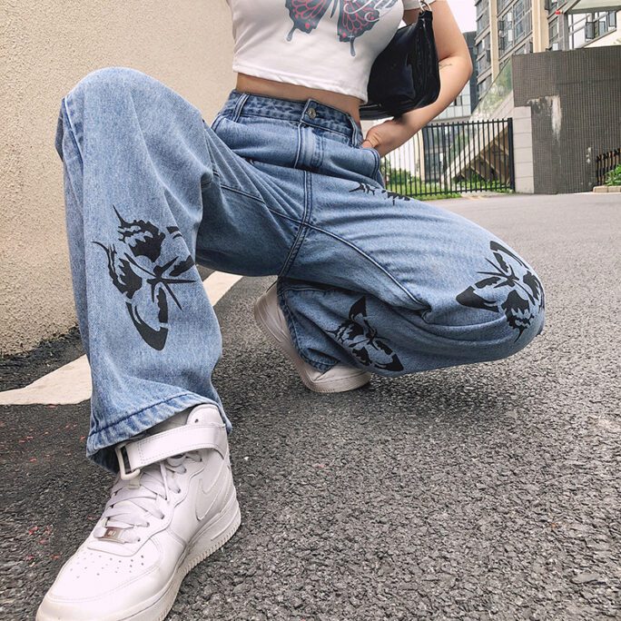 Fashion Street Fashion Ins Style Loose Straight Jeans Trousers for Women