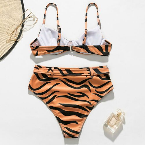 Swimsuit Split Leopard Print High Waist Bikini Printed Swimsuit Bikini