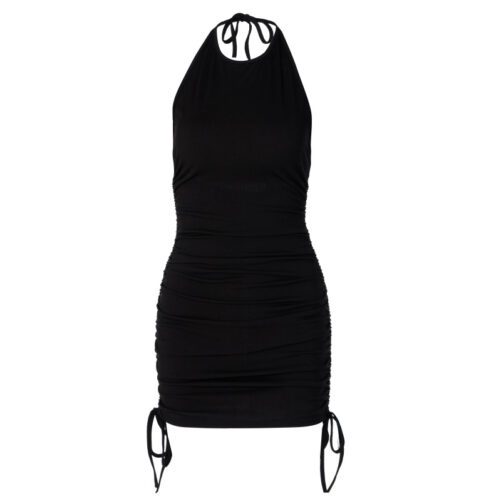 Popular Side Drawstring Vest Dress For Women Autumn New Sexy Backless Dress