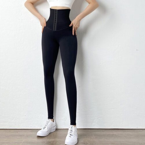 High Waist Slim Fit Leggings Women Belly Contracting And Close-fitting Sweatpants Fleece Thickened Hip Raise Fitness Pants