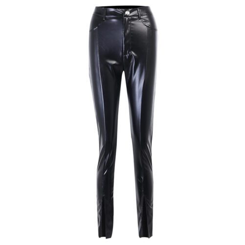 Simple Split Leather Pants Autumn And Winter New Fashion Pu Leather Tight Casual Leather Pants In The Middle Waist
