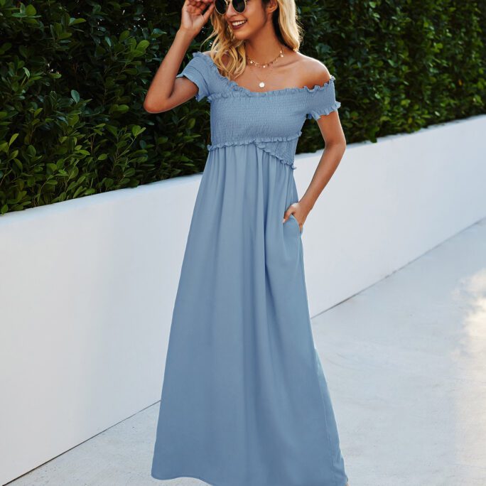 2021 Fashion off-Shoulder Backless Slim-Fit Figure Flattering Elegant Dress