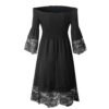 Spring and Summer Top-Selling Product Fashion Women  off-Shoulder Backless Solid Color Lace Dress in Dresses