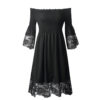 Spring and Summer Top-Selling Product Fashion Women  off-Shoulder Backless Solid Color Lace Dress in Dresses
