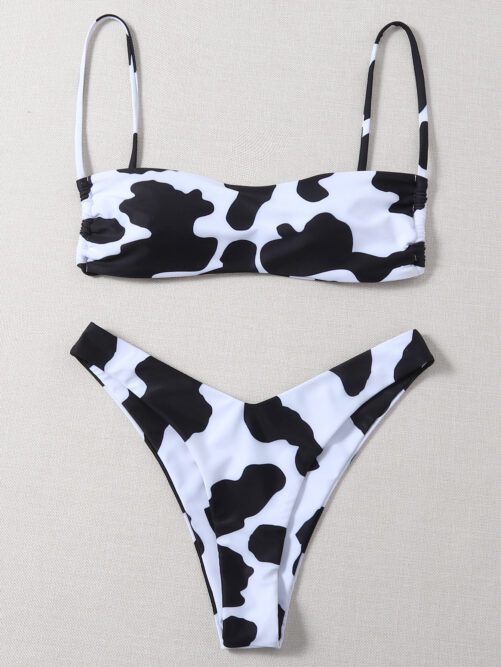 Cow Print Bikini  Sexy Bikini Lady Simple Split Swimsuit