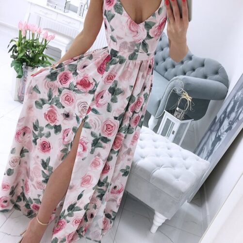 Summer Women New Floral-Print Sling Mop Dress