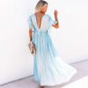 Bamboo Single-Breasted Waist Pull-Belt Beach Cover-up Sexy Backless Holiday Skirt Bikini Swimsuit Blouse in Cover Ups