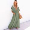 Bamboo Single-Breasted Waist Pull-Belt Beach Cover-up Sexy Backless Holiday Skirt Bikini Swimsuit Blouse in Cover Ups