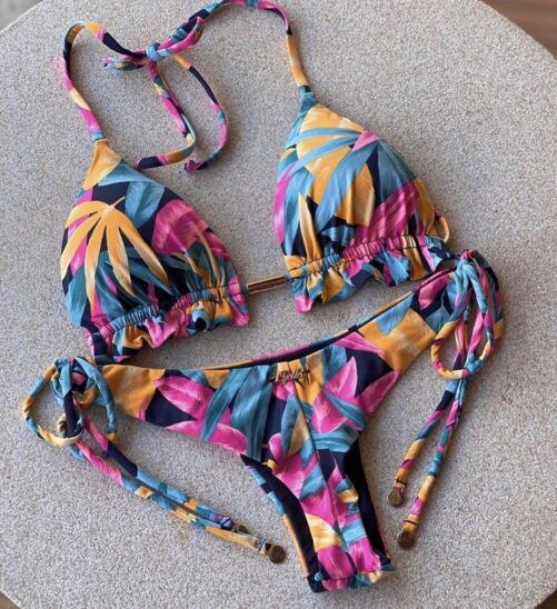2021 Split Women Printed Swimsuit Swimsuit Sexy Triangle Bikini