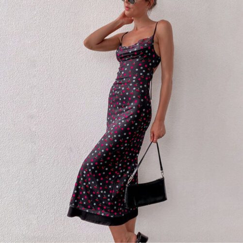 2021 New  Hot Sale Printed Fake Two-Piece Suspender Dress Women Clothing