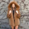 Imitation Fox Fur Faux Fur Coat Womens Clothing Mid-Length Stitching Spot in Fuzzy Coats