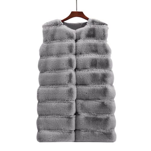 Autumn and WinterNew Imitation Fur Long Vest Cotton-Padded Coat Thickened Long Section Plush Vest