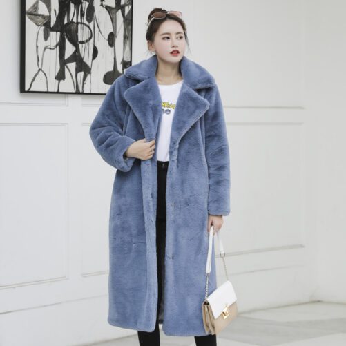 Fur Coat Extended Large Size Women Faux Rabbit Fur Coat Warm Winter Fur Coat