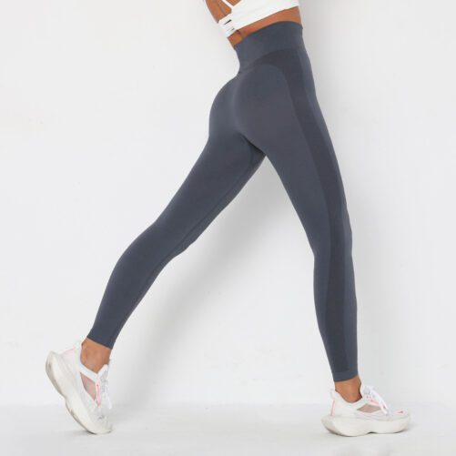 Seamless Yoga Pants High Waist Tight Hip Lifting Solid Color Outdoor Running Workout Pants Fitness Pants For Women