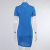 Sexy slim knitted green mini dress Summer women fashion Gathered knit wrap vestidos Blue bodycon in Dresses