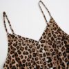 Women V Neck Leopard Print Spaghetti Strap High Waisted Swing Mini Dress in Dresses
