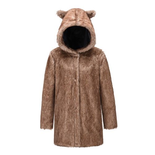 Mid-Length Imitation Fur Coat  Winter New Women Clothing Coat  Hooded Parka