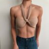 Spring And Summer New Women Solid Color Sexy Bandeau Lace-up Top in Tank Tops & Camis