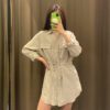 2021 Summer New Women Clothing  Air Outlet Pocket Decoration Lace-up Waist Draping Coat Chic in Trench Coats