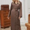 Autumn and Winter New Women Fashion Belt Single-Breasted Lapel Large Swing Overknee Long Solid Color Coat Skirt in Trench Coats