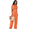 New  Women Clothing Solid Color Midriff Outfit Bell-Bottom Pants Casual Two-Piece Suit in Pant Sets