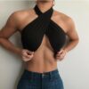 Spring And Summer New Women Solid Color Sexy Bandeau Lace-up Top in Tank Tops & Camis