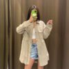 2021 Summer New Women Clothing  Air Outlet Pocket Decoration Lace-up Waist Draping Coat Chic in Trench Coats