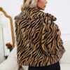 2021 Leopard Print Lapel Plush Loose Imitation Fur Artificial Leather Coat Women Top in Fuzzy Coats