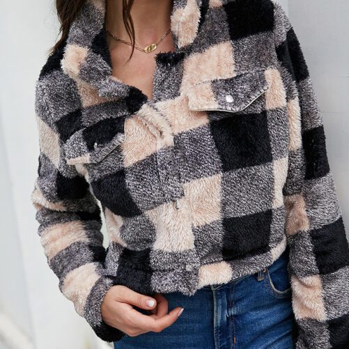 2021 Autumn  New Single-Breasted Lapel Long Sleeve Pocket Short Coat for Women