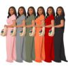 New  Women Clothing Solid Color Midriff Outfit Bell-Bottom Pants Casual Two-Piece Suit in Pant Sets