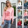 2021 New Christmas Series Letter Printing round Neck Loose Long Sleeves in Tops & Tees