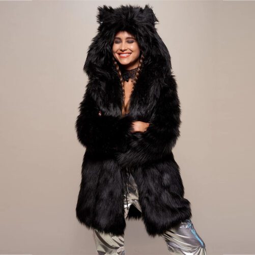 Mid-Length Imitation Fur Coat  Winter New Women Clothing Coat  Hooded Parka