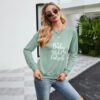 2021 New Christmas Series Letter Printing round Neck Loose Long Sleeves in Tops & Tees