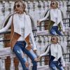 Sleeveless Simple Reverse Large Lapel Vest Coat Suede Vest Women Autumn and Winter 2021 in Vests
