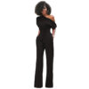 Hot Sale  Classic Solid Color Diagonal Collar Button One-Piece Wide-Leg Pants in Jumpsuits