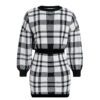 Glamaker Knitted Plaid Two Piece Set Sexy Dress Women Autumn Elegant Long Sleeve Mini Dress Winter Female Crop Sweater Dress Warm in Skirt Sets