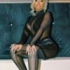 2021 Autumn  Women  Clothing New Sexy Mesh See-through Slim Fit Patchwork High Waist One-Piece Trousers in Jumpsuits