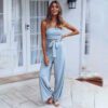 2021 Spring and Summer New offthe Neck Navel Strap One Piece Trousers Women Clothing in Jumpsuits