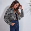Short Back Long Zebra Pattern Long Sleeve Short Shirt Women Thin Coat New  Women  Clothing in Jackets