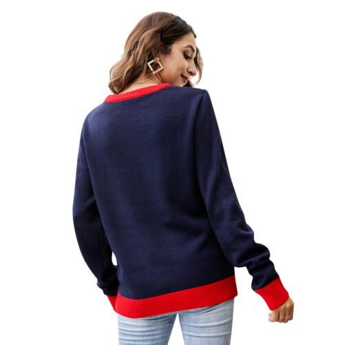2021 New Cute Christmas Old Man Head Knitted Sweater round Neck Pullover Loose Christmas Sweater for Women in Sweaters