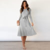 Autumn and Winter New Bubble Long Sleeve Knitted Dress Mid-Length Elegant Slimming High Waist Big Swing Dress Base Sweater Dress in Dresses