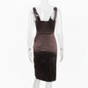 Deep V Strap Brown High Waist Temperament Commuter Sexy Midi Dress Solid Color Pleated Fishbone Evening Dress in Dresses