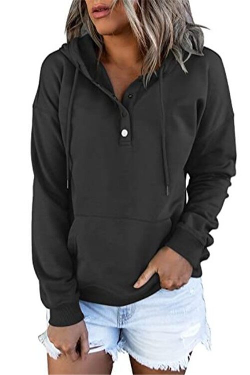 2021 Autumn and Winter  Europe and America Women Long-Sleeved Hooded Front Sweater T-shirt for Women in Hoodies